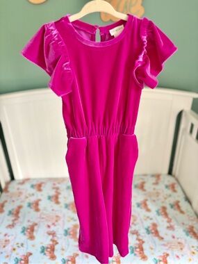 Crewcuts 2T girls hot pink velour jumpsuit